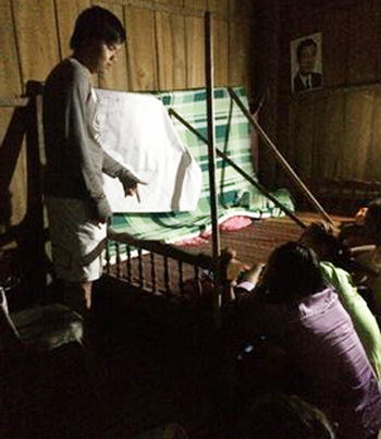 Robin teaching the children.