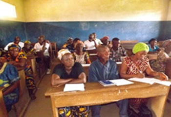 Community members at an Ebola workshop