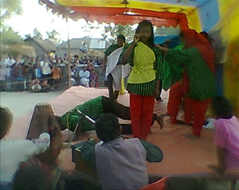 A drama team from World Renew’s partner, SUPOTH, performs a skit about maternal and child health