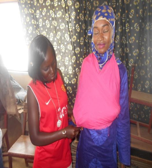 Sarata demonstrates her first aid skills.