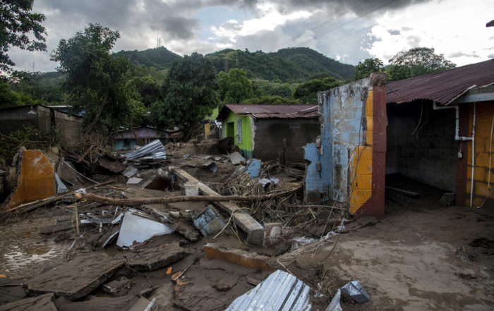 Collapsed houses in Honduras