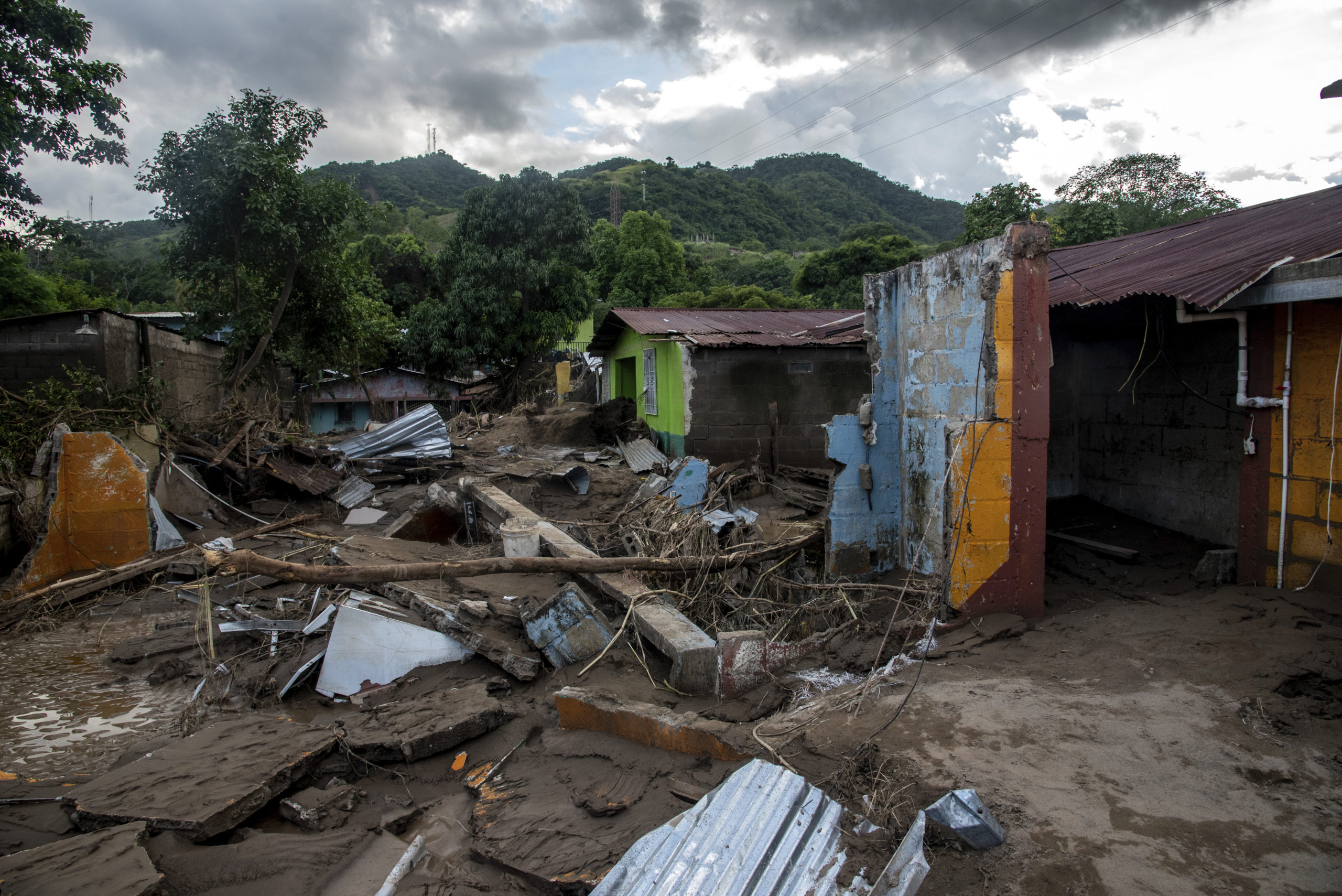 Collapsed houses in Honduras