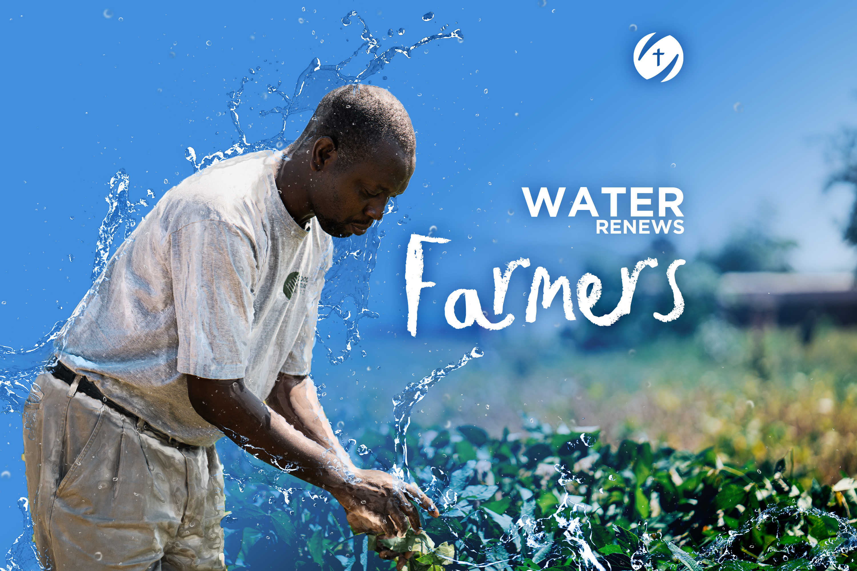Water Renews Farms. A man in Zambia tends to his crops.